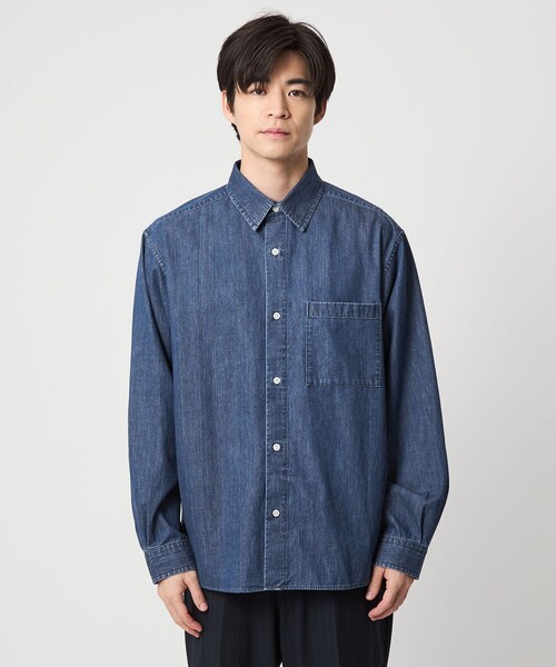 green label relaxing（グリーンレーベルリラクシング）の「フェード デニム マイン レギュラーカラー シャツ（シャツ/ブラウス・メンズ・ダークグレー/ネイビー・S/M/L/XL）」の9枚目の写真