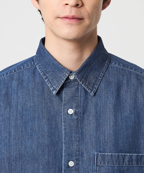 green label relaxing（グリーンレーベルリラクシング）の「フェード デニム マイン レギュラーカラー シャツ（シャツ/ブラウス・メンズ・ダークグレー/ネイビー・S/M/L/XL）」の12枚目の写真