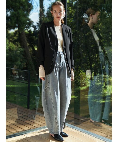 ELENDEEK（エレンディーク）の「パネルタックデニムワイドパンツ（デニムパンツ・レディース・ライトブルー/インディゴブルー・01/02）」の19枚目の写真