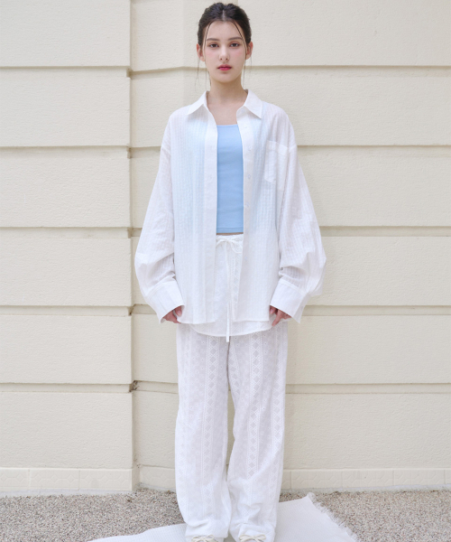ALKI ALKA(アルキアルカ)の「Loose-Fit Check Shirt (White)(シャツ/ブラウス・レディース・ホワイト・FREE)」の3枚目の写真