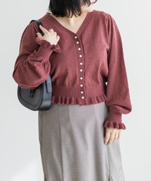 CLETTEオリジナルフリル使いVネックニットカーディガン