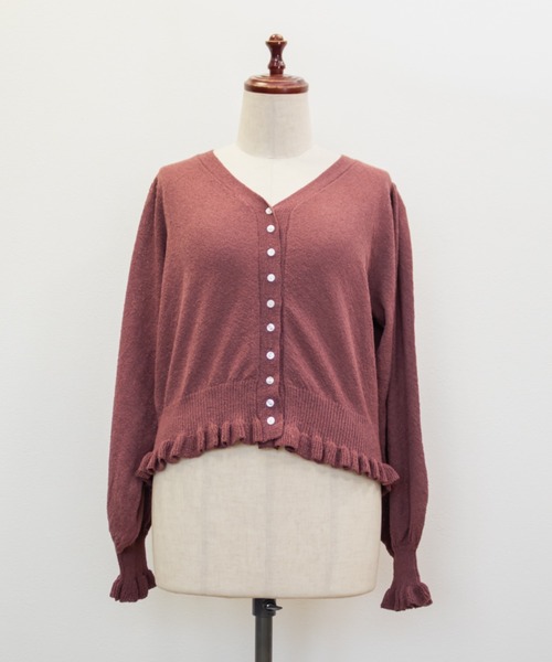CLETTE(クレット)の「CLETTEオリジナルフリル使いVネックニットカーディガン(カーディガン/ボレロ・レディース・ネイビー/ピンク/グレイッシュベージュ・4L/3L/LL)」の13枚目の写真