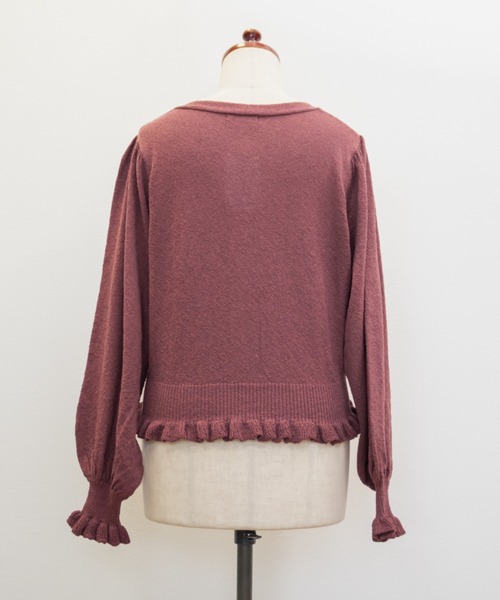 CLETTE(クレット)の「CLETTEオリジナルフリル使いVネックニットカーディガン(カーディガン/ボレロ・レディース・ネイビー/ピンク/グレイッシュベージュ・4L/3L/LL)」の15枚目の写真