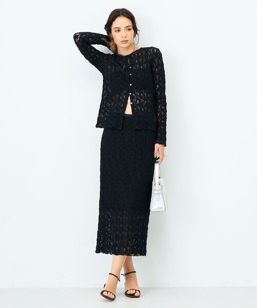 NOLLEY’S Sophi（ノーリーズソフィ）の「ウォッシャブルストレッチレースタイトスカート（スカート・レディース・ブラック/ホワイト・38）」の3枚目の写真