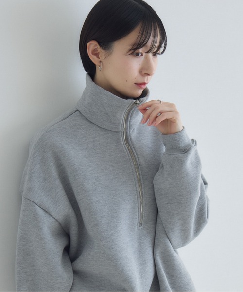 Paradise Picnic(パラダイスピクニック)の「cloche ハーフZIP裏毛プルオーバー(スウェット・レディース・ブラック/アイボリー/グレー・FREE)」の3枚目の写真