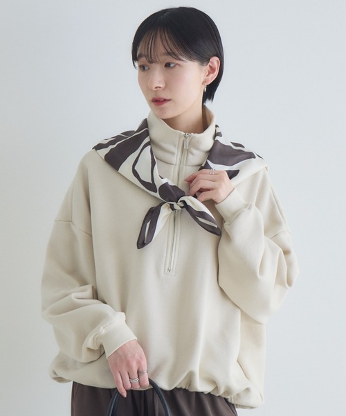 Paradise Picnic(パラダイスピクニック)の「cloche ハーフZIP裏毛プルオーバー(スウェット・レディース・ブラック/アイボリー/グレー・FREE)」の1枚目の写真
