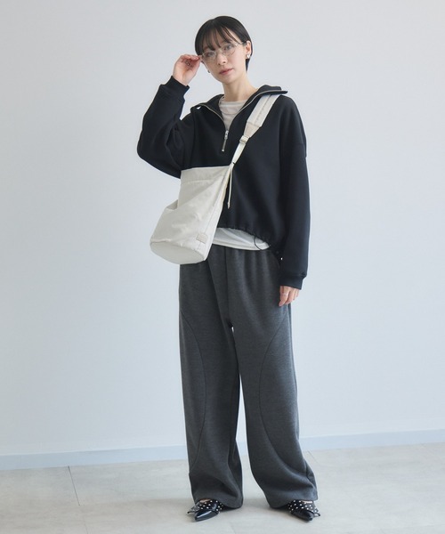 Paradise Picnic(パラダイスピクニック)の「cloche ハーフZIP裏毛プルオーバー(スウェット・レディース・ブラック/アイボリー/グレー・FREE)」の6枚目の写真