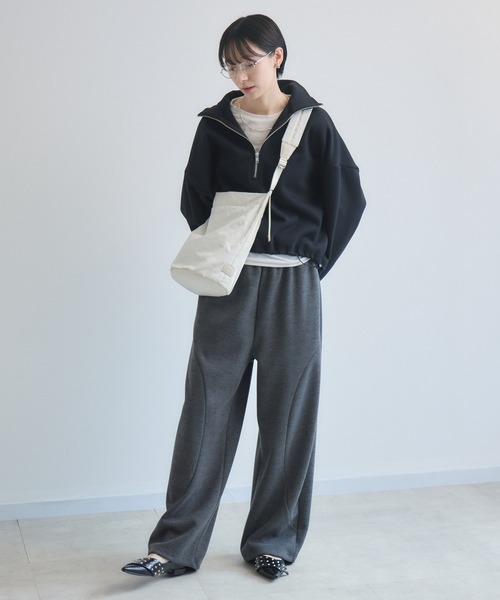 Paradise Picnic(パラダイスピクニック)の「cloche ハーフZIP裏毛プルオーバー(スウェット・レディース・ブラック/アイボリー/グレー・FREE)」の7枚目の写真