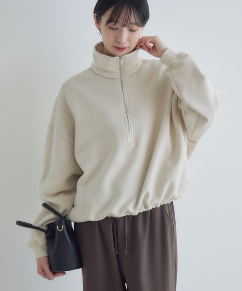 Paradise Picnic(パラダイスピクニック)の「cloche ハーフZIP裏毛プルオーバー(スウェット・レディース・ブラック/アイボリー/グレー・FREE)」の16枚目の写真
