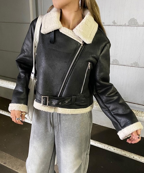 セール】ボアライダースジャケット（ライダースジャケット）｜non