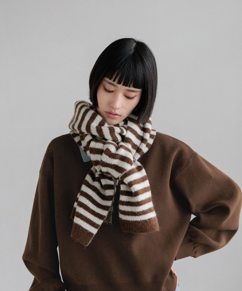 LOWRYS FARM（ローリーズファーム）の「ボーダーストール　640616（ストール/ショール・レディース・ブラック/ブラウン・FREE）」の3枚目の写真