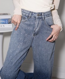 スパークリンジルコン付 グラデーション デニムパンツ