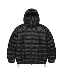 OVAL GLOBE LIGHT WEIGHT HOODED DOWN JACKET black