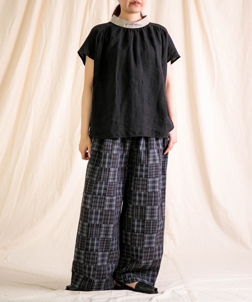 prit（プリット）の「[prit] パッチワークチェック二重織り タックイージーパンツ（その他パンツ・レディース・ブルー系その他/ブラック系その他・FREE）」の9枚目の写真