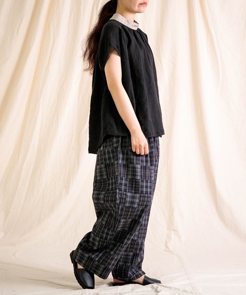 prit（プリット）の「[prit] パッチワークチェック二重織り タックイージーパンツ（その他パンツ・レディース・ブルー系その他/ブラック系その他・FREE）」の10枚目の写真