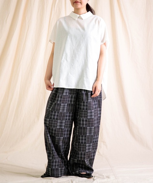 prit（プリット）の「[prit] パッチワークチェック二重織り タックイージーパンツ（その他パンツ・レディース・ブルー系その他/ブラック系その他・FREE）」の11枚目の写真
