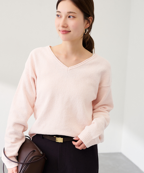 FRAMeWORK（フレームワーク）の「カベイトVネックニット（ニット/セーター・レディース・ホワイト系その他/ブラック/バーガンディー/レッド・FREE）」の4枚目の写真