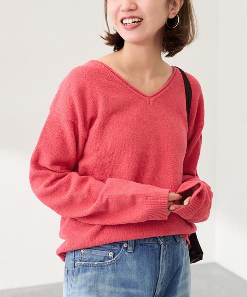 FRAMeWORK（フレームワーク）の「カベイトVネックニット（ニット/セーター・レディース・ホワイト系その他/ブラック/バーガンディー/レッド・FREE）」の3枚目の写真