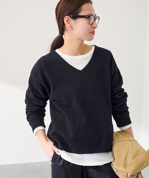 FRAMeWORK（フレームワーク）の「カベイトVネックニット（ニット/セーター・レディース・ホワイト系その他/ブラック/バーガンディー/レッド・FREE）」の8枚目の写真