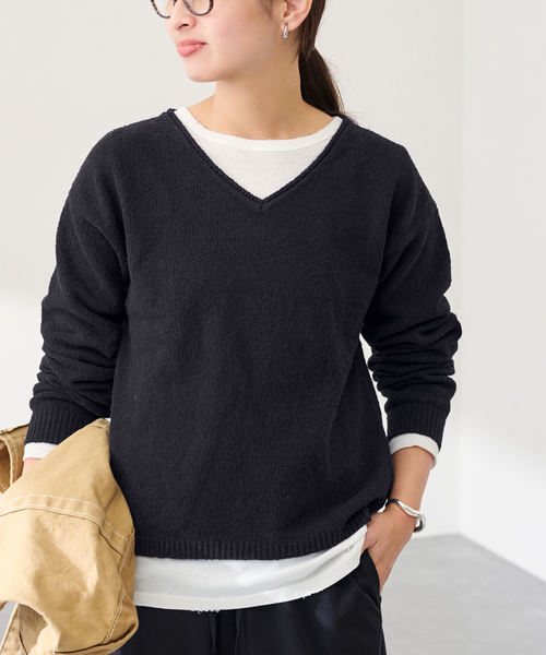 FRAMeWORK（フレームワーク）の「カベイトVネックニット（ニット/セーター・レディース・ホワイト系その他/ブラック/バーガンディー/レッド・FREE）」の9枚目の写真