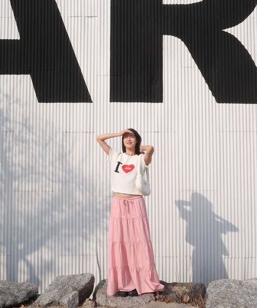 38COMEONCOMMON(38カモンコモン)の「Shirring Tiered Banding Skirts (Light Pink)(スカート・レディース・その他・FREE)」の4枚目の写真