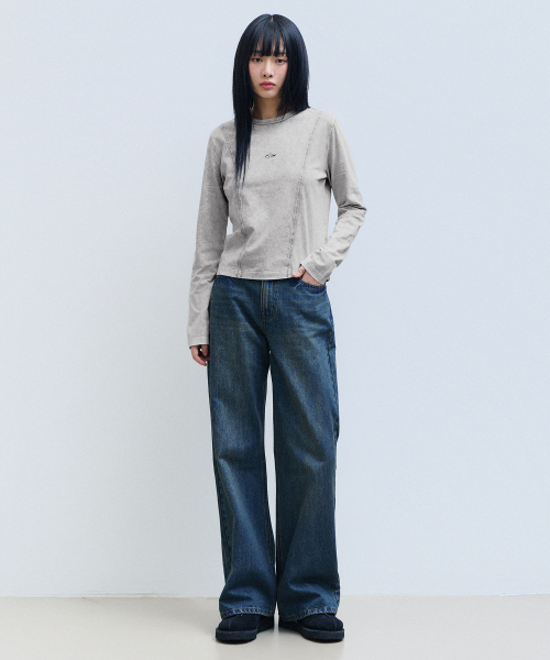 F.ILLUMINATE(フィルミネイト)の「(W) ウォッシュドパネルロングスリーブ-ベージュ(Tシャツ/カットソー・レディース・その他・FREE)」の5枚目の写真