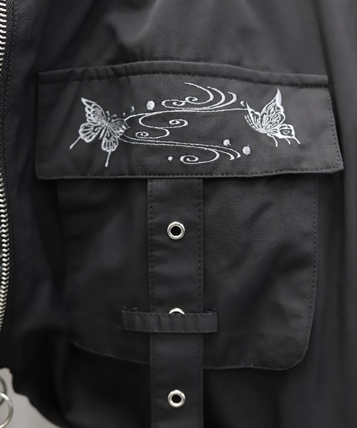 m*r様 Needles 黒 蝶刺繍 ボタンアップジャケット 新品タグ付き REZEN（リゼン） ジャケット テーラードジャケット 蝶刺繍和袖