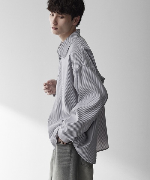 RUUBON（ルーボン）の「【RUUBON】airy regular collar shirt /エアリーレギュラーカラーシャツ/ストライプ（シャツ/ブラウス・メンズ・ホワイト系1・L/M/S）」の18枚目の写真