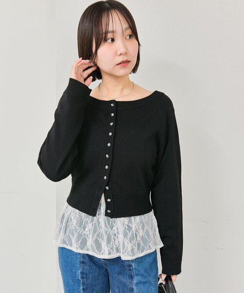 mystic（ミスティック）の「ワイドネッククリアボタンカーディガン（カーディガン/ボレロ・レディース・グリーン/ピンク/アイボリー/ブラック・FREE）」の21枚目の写真