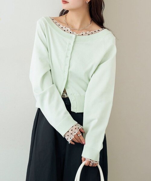 mystic（ミスティック）の「ワイドネッククリアボタンカーディガン（カーディガン/ボレロ・レディース・グリーン/ピンク/アイボリー/ブラック・FREE）」の19枚目の写真