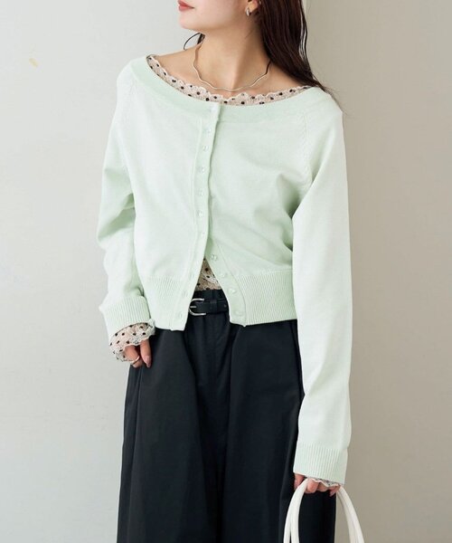 mystic（ミスティック）の「ワイドネッククリアボタンカーディガン（カーディガン/ボレロ・レディース・グリーン/ピンク/アイボリー/ブラック・FREE）」の18枚目の写真