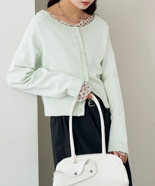 mystic（ミスティック）の「ワイドネッククリアボタンカーディガン（カーディガン/ボレロ・レディース・グリーン/ピンク/アイボリー/ブラック・FREE）」の16枚目の写真