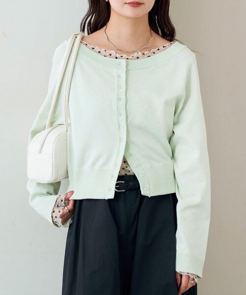 mystic（ミスティック）の「ワイドネッククリアボタンカーディガン（カーディガン/ボレロ・レディース・グリーン/ピンク/アイボリー/ブラック・FREE）」の15枚目の写真