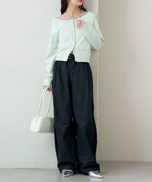 mystic（ミスティック）の「ワイドネッククリアボタンカーディガン（カーディガン/ボレロ・レディース・グリーン/ピンク/アイボリー/ブラック・FREE）」の13枚目の写真