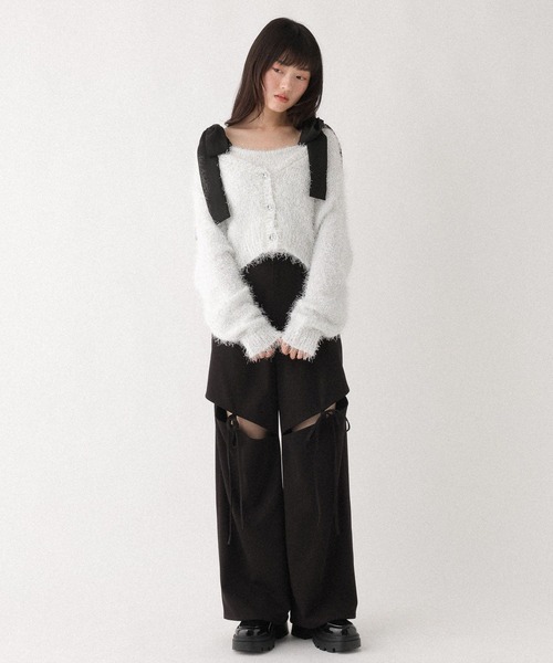 Heather（ヘザー）の「シャギーラメカーディガン/キャミ2P　647651（アンサンブル・レディース・ブルーグレー/オフホワイト・FREE）」の5枚目の写真