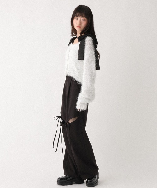 Heather（ヘザー）の「シャギーラメカーディガン/キャミ2P　647651（アンサンブル・レディース・ブルーグレー/オフホワイト・FREE）」の6枚目の写真