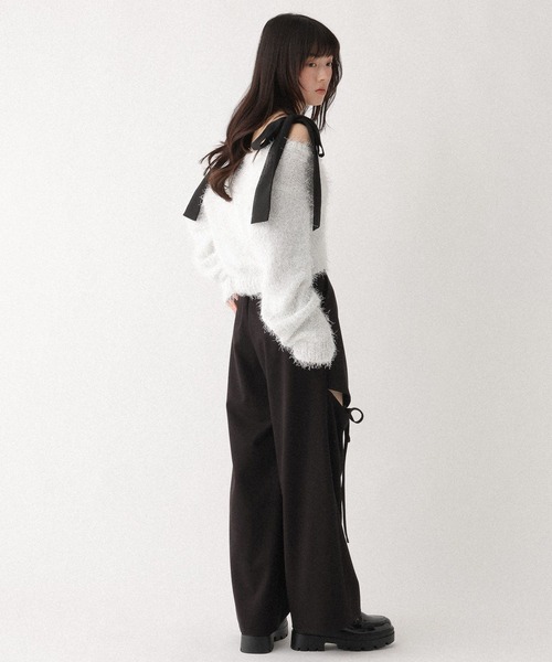 Heather（ヘザー）の「シャギーラメカーディガン/キャミ2P　647651（アンサンブル・レディース・ブルーグレー/オフホワイト・FREE）」の7枚目の写真