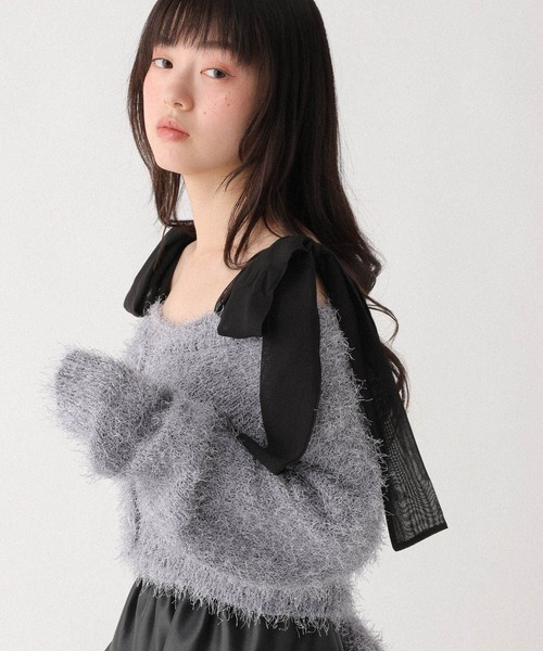 Heather（ヘザー）の「シャギーラメカーディガン/キャミ2P　647651（アンサンブル・レディース・ブルーグレー/オフホワイト・FREE）」の10枚目の写真