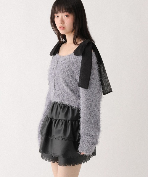 Heather（ヘザー）の「シャギーラメカーディガン/キャミ2P　647651（アンサンブル・レディース・ブルーグレー/オフホワイト・FREE）」の11枚目の写真