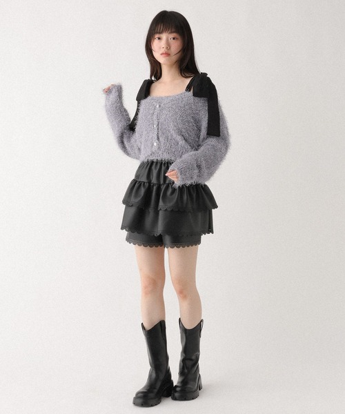 Heather（ヘザー）の「シャギーラメカーディガン/キャミ2P　647651（アンサンブル・レディース・ブルーグレー/オフホワイト・FREE）」の14枚目の写真