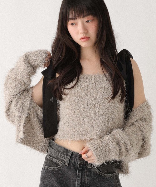 Heather（ヘザー）の「シャギーラメカーディガン/キャミ2P　647651（アンサンブル・レディース・ブルーグレー/オフホワイト・FREE）」の15枚目の写真