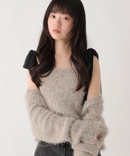 Heather（ヘザー）の「シャギーラメカーディガン/キャミ2P　647651（アンサンブル・レディース・ブルーグレー/オフホワイト・FREE）」の17枚目の写真