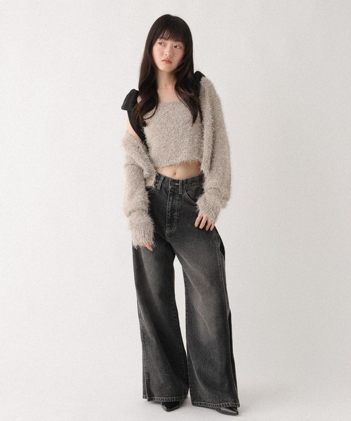 Heather（ヘザー）の「シャギーラメカーディガン/キャミ2P　647651（アンサンブル・レディース・ブルーグレー/オフホワイト・FREE）」の19枚目の写真