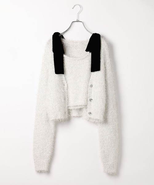 Heather（ヘザー）の「シャギーラメカーディガン/キャミ2P　647651（アンサンブル・レディース・ブルーグレー/オフホワイト・FREE）」の22枚目の写真