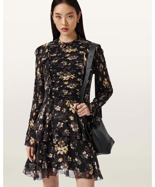 ALLSAINTS（オールセインツ）の「PORTIA FLORAL MIDI DRESS | PORTIA フローラル ミディ ドレス・ワンピース（ワンピース・レディース・ブラック系その他・4/6/8/10/12）」の8枚目の写真
