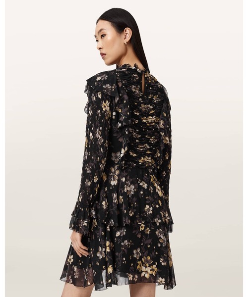 ALLSAINTS（オールセインツ）の「PORTIA FLORAL MIDI DRESS | PORTIA フローラル ミディ ドレス・ワンピース（ワンピース・レディース・ブラック系その他・4/6/8/10/12）」の9枚目の写真