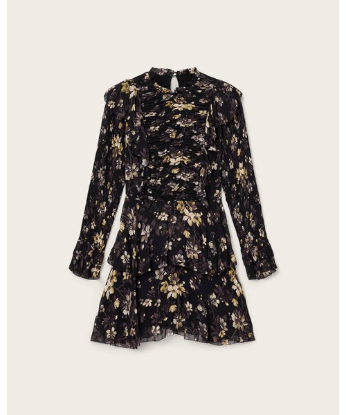 ALLSAINTS（オールセインツ）の「PORTIA FLORAL MIDI DRESS | PORTIA フローラル ミディ ドレス・ワンピース（ワンピース・レディース・ブラック系その他・4/6/8/10/12）」の2枚目の写真