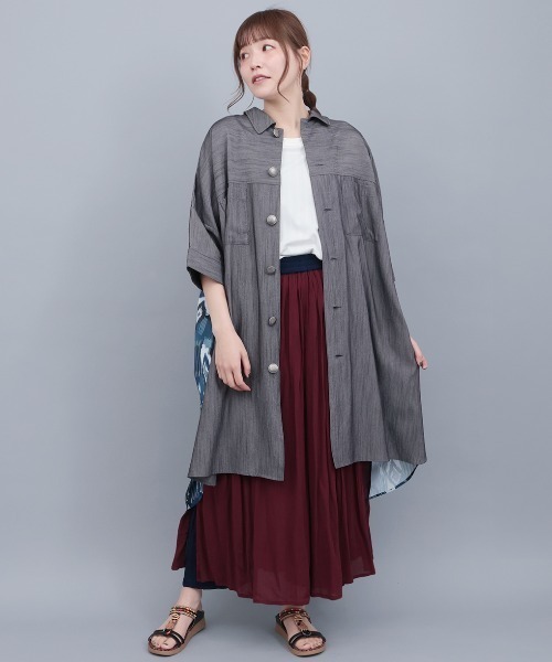 チチカカ（チチカカ）の「イカットプリントドッキングシャツワンピース（ワンピース・レディース・グレー/ベージュ/ブラック・FREE）」の6枚目の写真