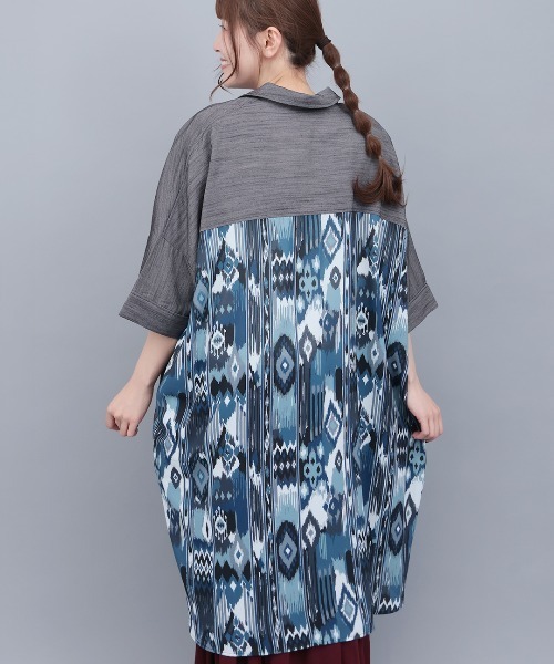 チチカカ（チチカカ）の「イカットプリントドッキングシャツワンピース（ワンピース・レディース・グレー/ベージュ/ブラック・FREE）」の7枚目の写真