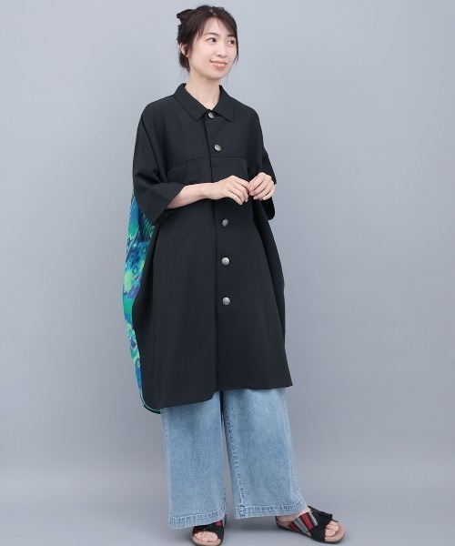 チチカカ（チチカカ）の「イカットプリントドッキングシャツワンピース（ワンピース・レディース・グレー/ベージュ/ブラック・FREE）」の4枚目の写真